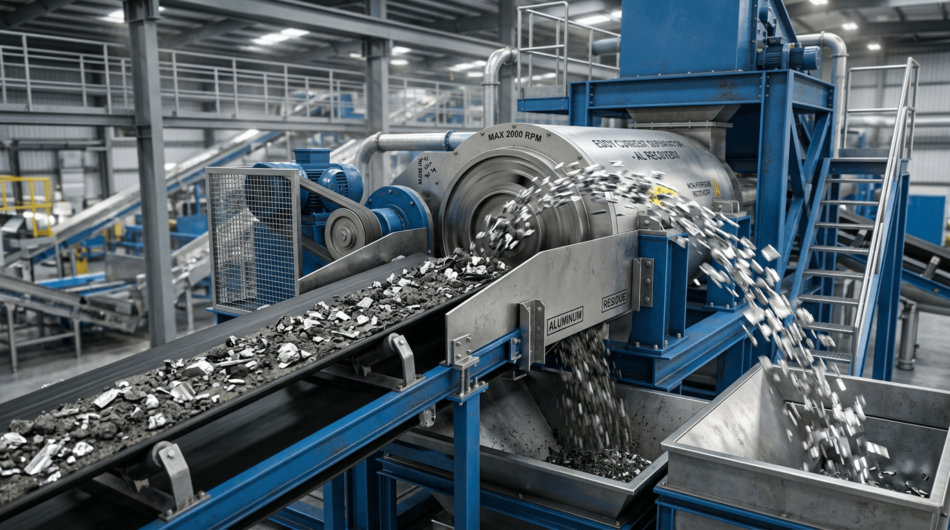 Как вихретоковые сепараторы извлекают цветные металлы из шлака: полное техническое руководство